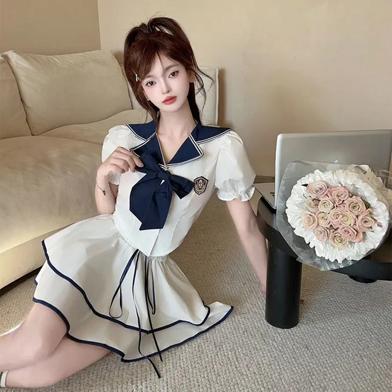 DGMZ Two Piece Skirt Sets Women's White Set-3