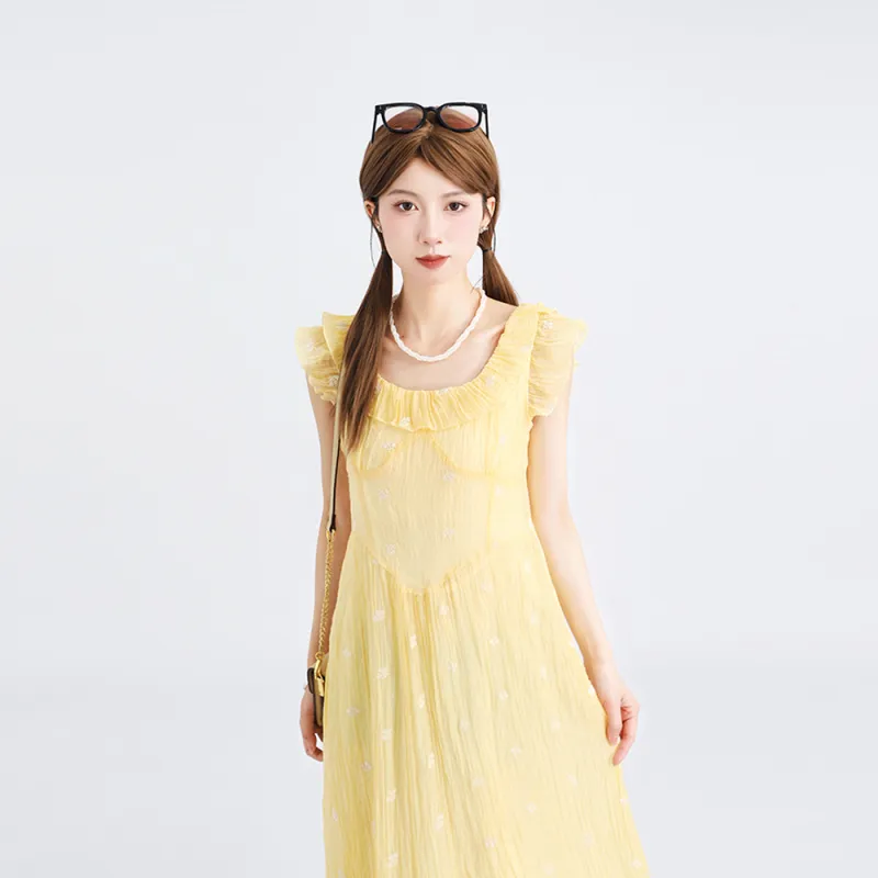 DGMZ Short Sleeved Dresses Women's Yellow-4