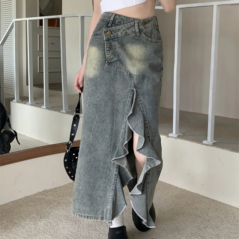 DGMZ Denim Long Skirts Women's Blue-10