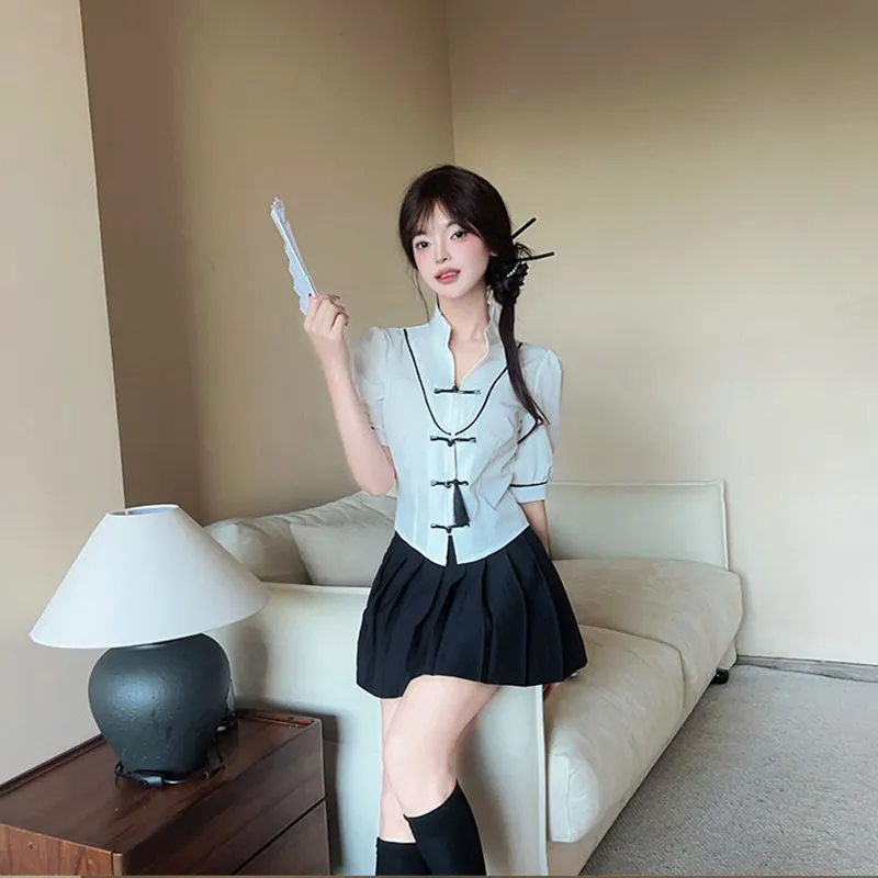 DGMZ Uniforms Women's Shirt Black Skirt Set-5