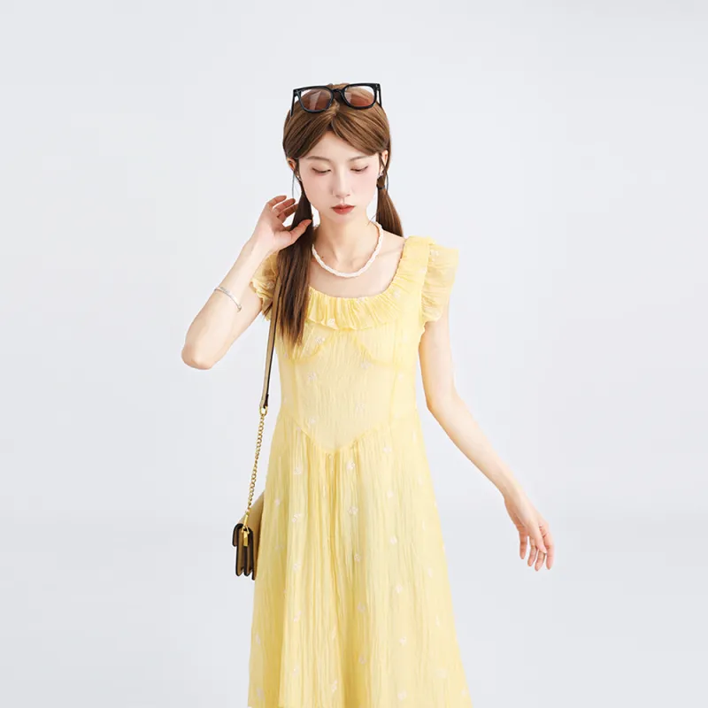DGMZ Short Sleeved Dresses Women's Yellow-3