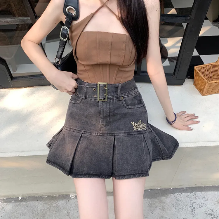 DGMZ Denim Short Skirts Women's Black Gray-2