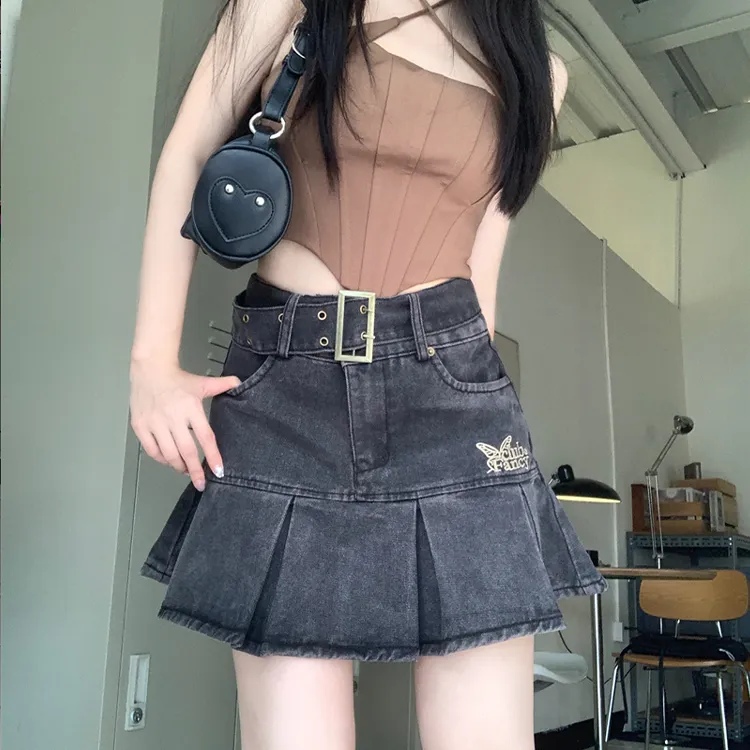 DGMZ Denim Short Skirts Women's Black Gray-7