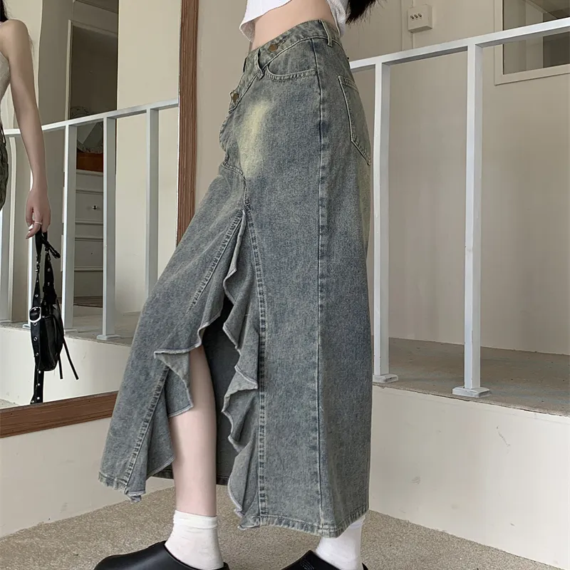 DGMZ Denim Long Skirts Women's Blue-11