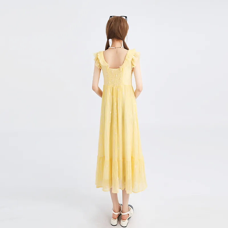 DGMZ Short Sleeved Dresses Women's Yellow-5