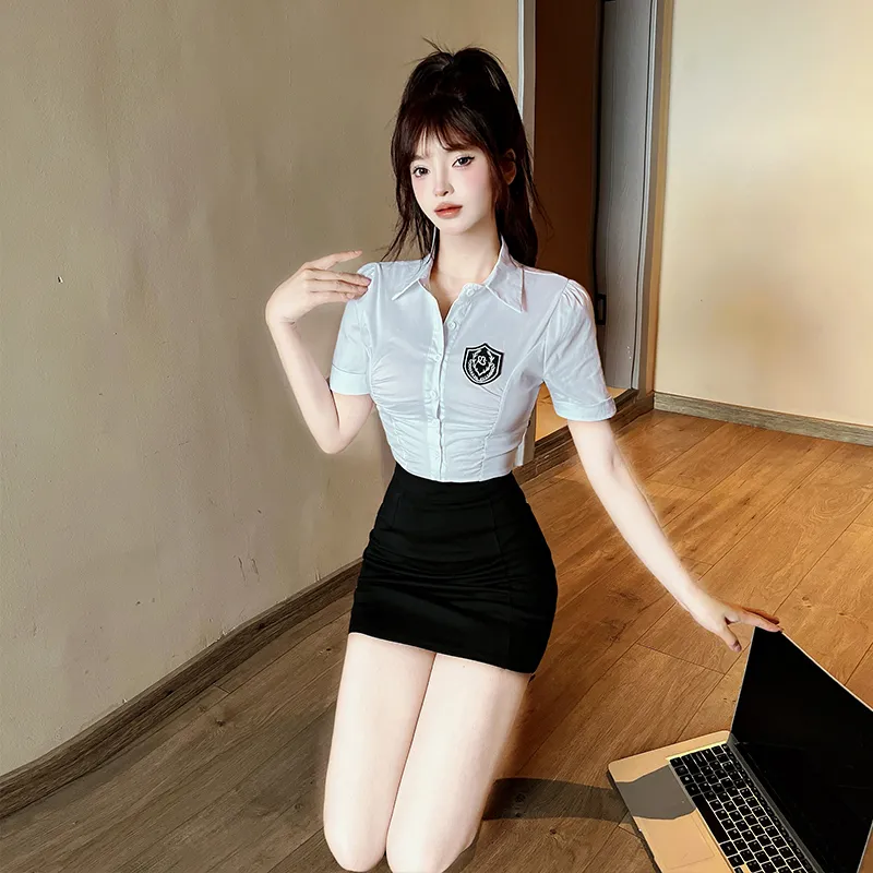 DGMZ Uniforms Women's White Shirt+Black Skirt Clothing Set-4