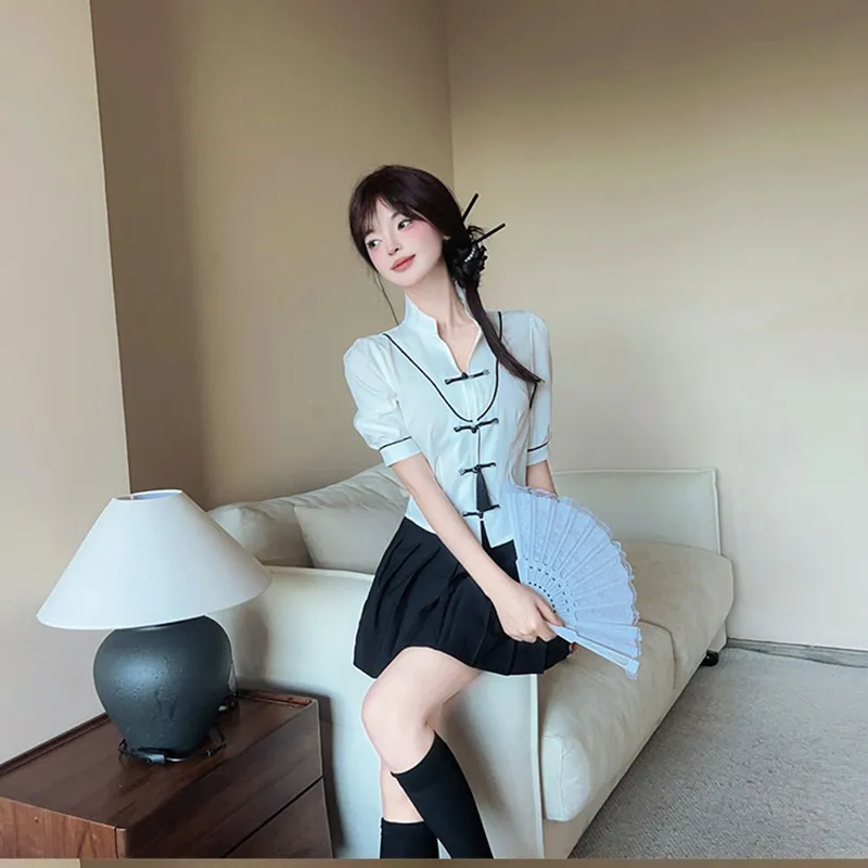 DGMZ Uniforms Women's Shirt Black Skirt Set-4