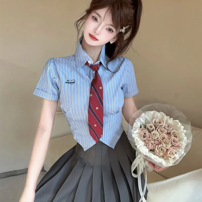 DGMZ Uniforms Women's Blue Top+Gray Skirt Set-2