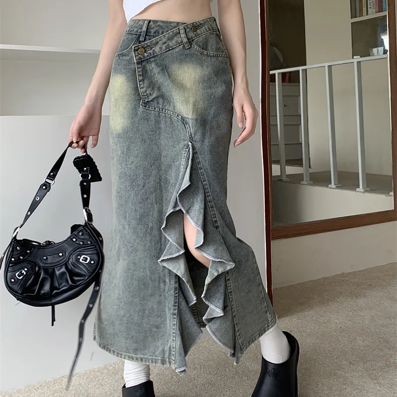 DGMZ Denim Long Skirts Women's Blue-6