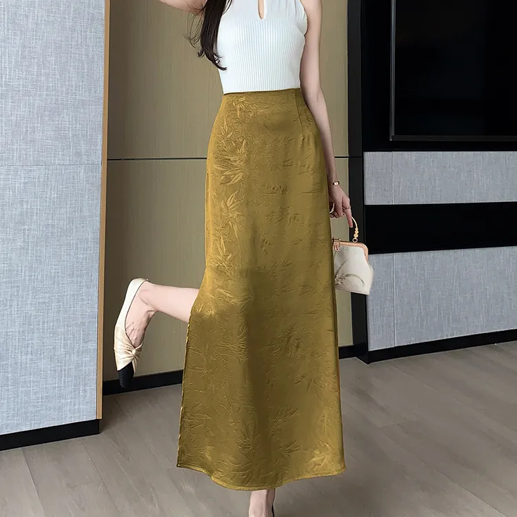 DGMZ Casual Long Skirts Women's Champagne-6
