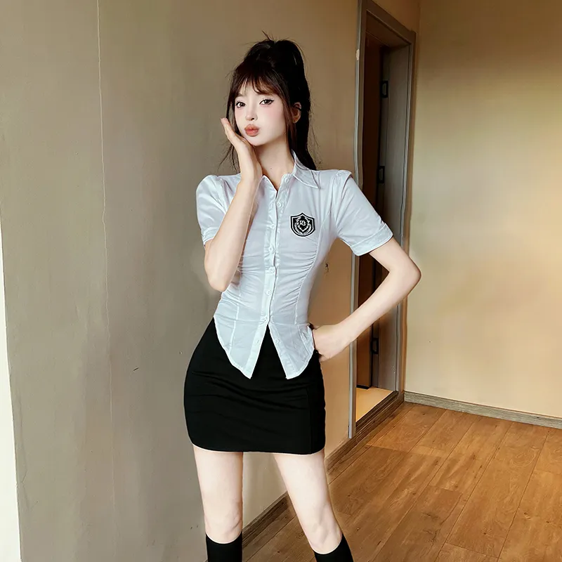 DGMZ Uniforms Women's White Shirt+Black Skirt Clothing Set-5