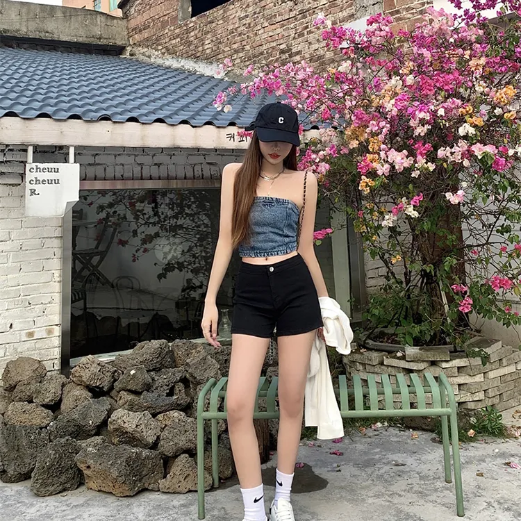 Vine Color Denim Hot Pants Women's-8