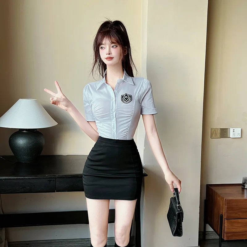 DGMZ Uniforms Women's White Shirt+Black Skirt Clothing Set-6