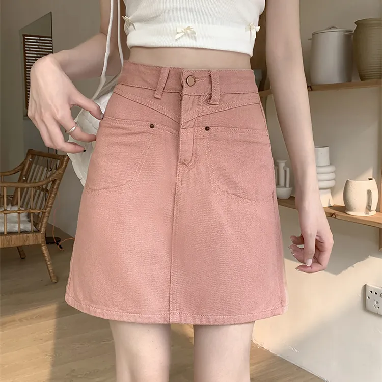 DGMZ Denim Short Skirts Women's Dirty Pink-3