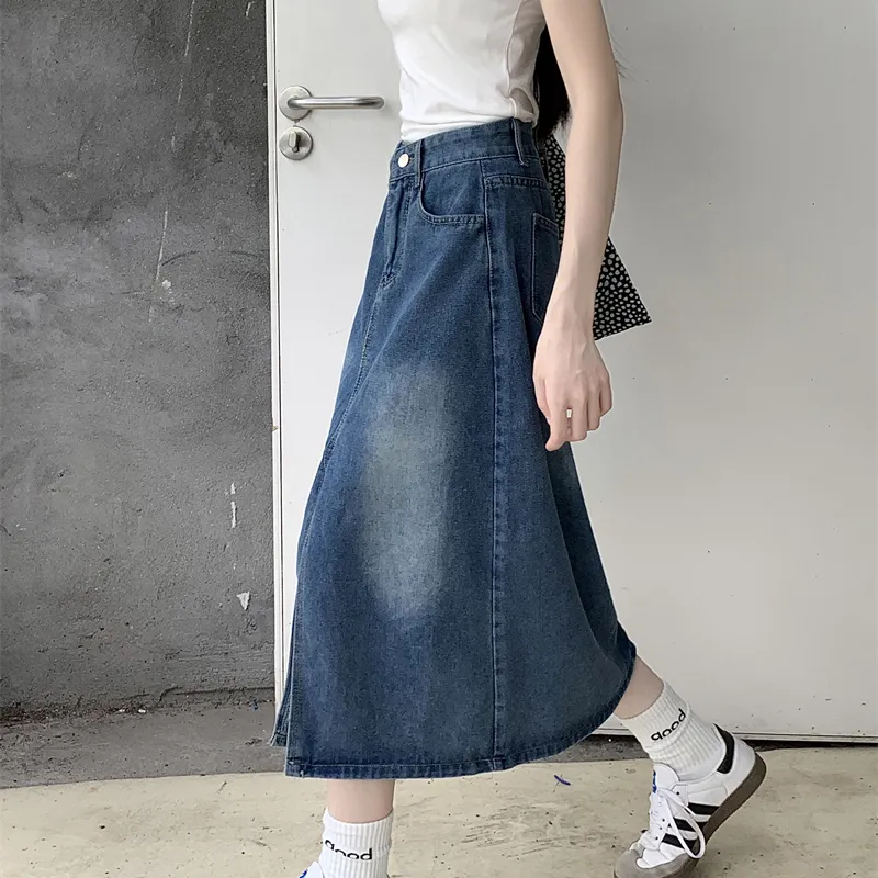 DGMZ Denim Long Skirts Women's Blue-3