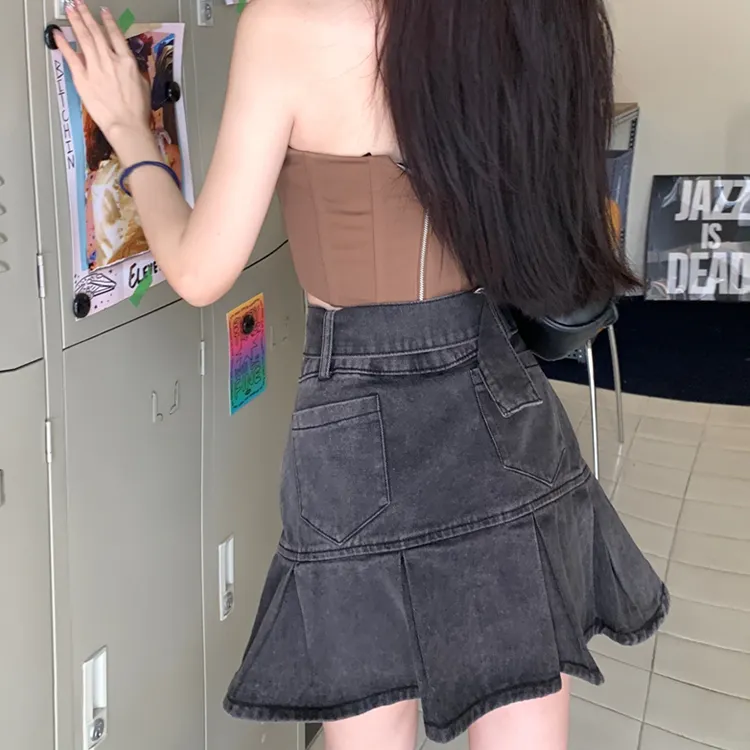 DGMZ Denim Short Skirts Women's Black Gray-9