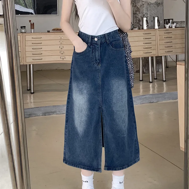 DGMZ Denim Long Skirts Women's Blue-2