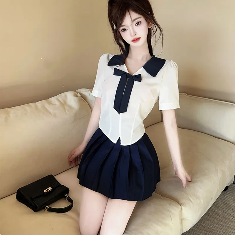 DGMZ Uniforms Women's Shirt Butterfly Blue Dress Set-5