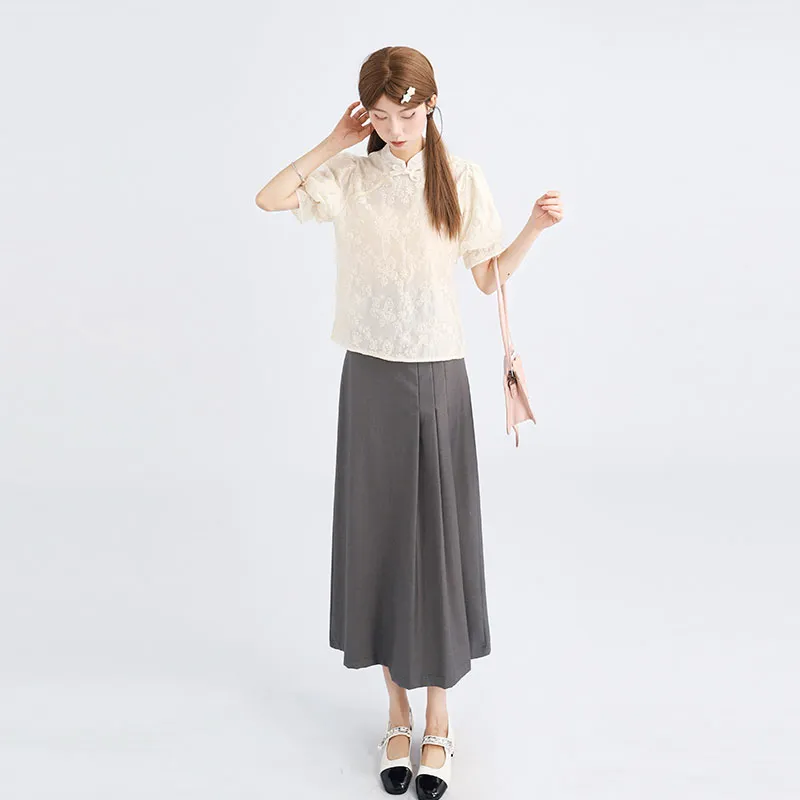 DGMZ Casual Long Skirts Women's Gray-3