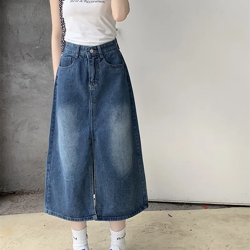 DGMZ Denim Long Skirts Women's Blue-7