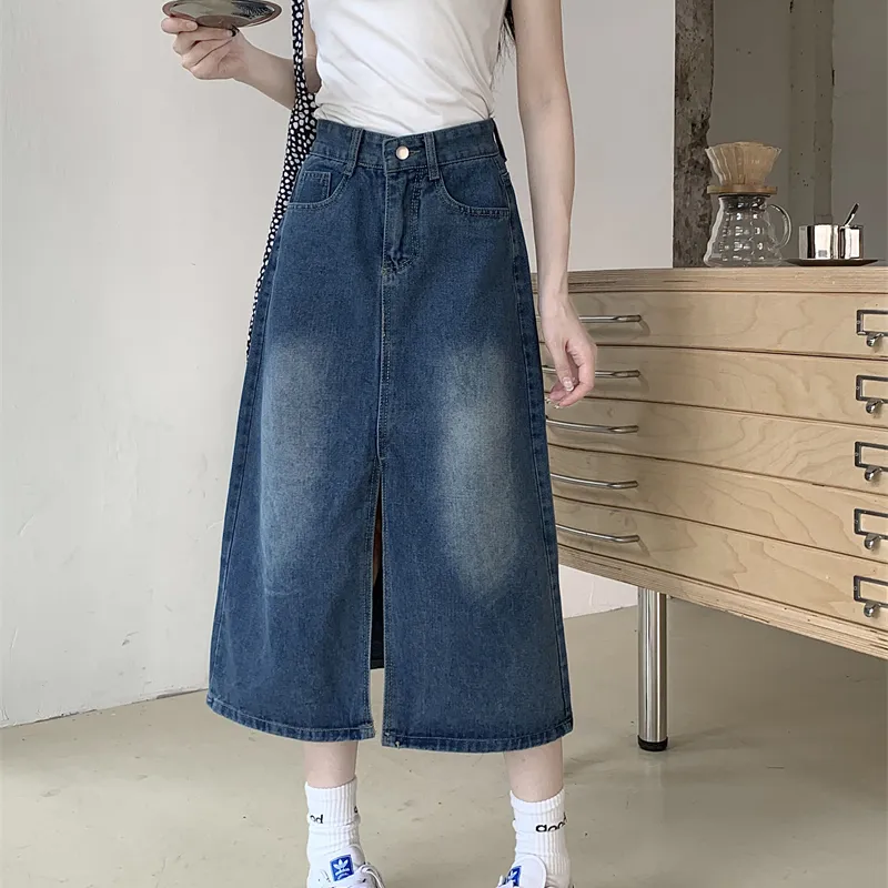 DGMZ Denim Long Skirts Women's Blue-12