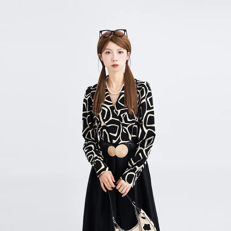 DGMZ Long Sleeved Dresses Women's Black With Belt-4