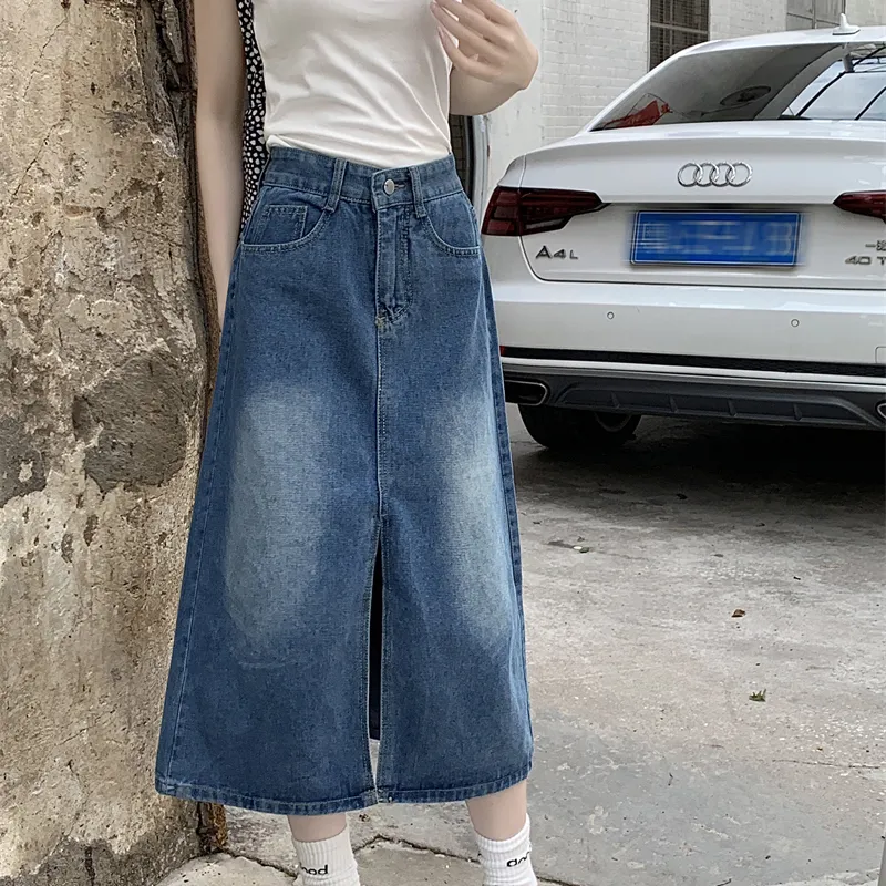 DGMZ Denim Long Skirts Women's Blue-13