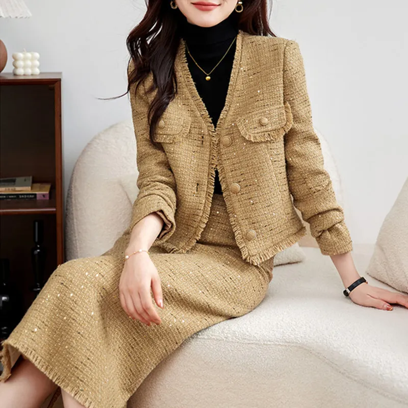 Still Quiet Skirt Set Women's Light Khaki-4