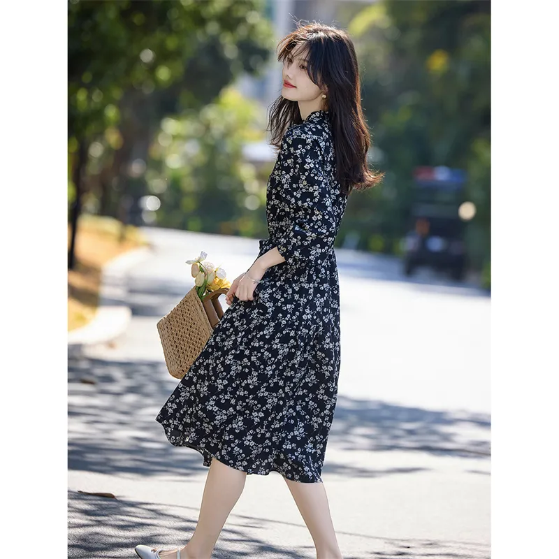 Still Quiet Long Sleeved Dress Women's Black-3