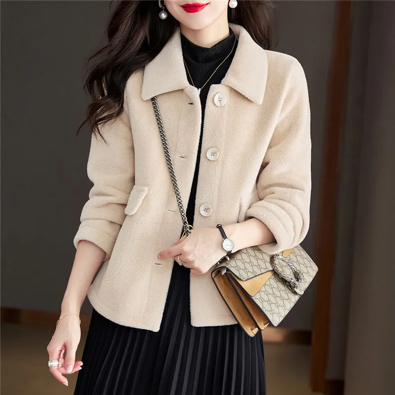 Still Quiet Velvet feel Coat Women's Milk Tea-5