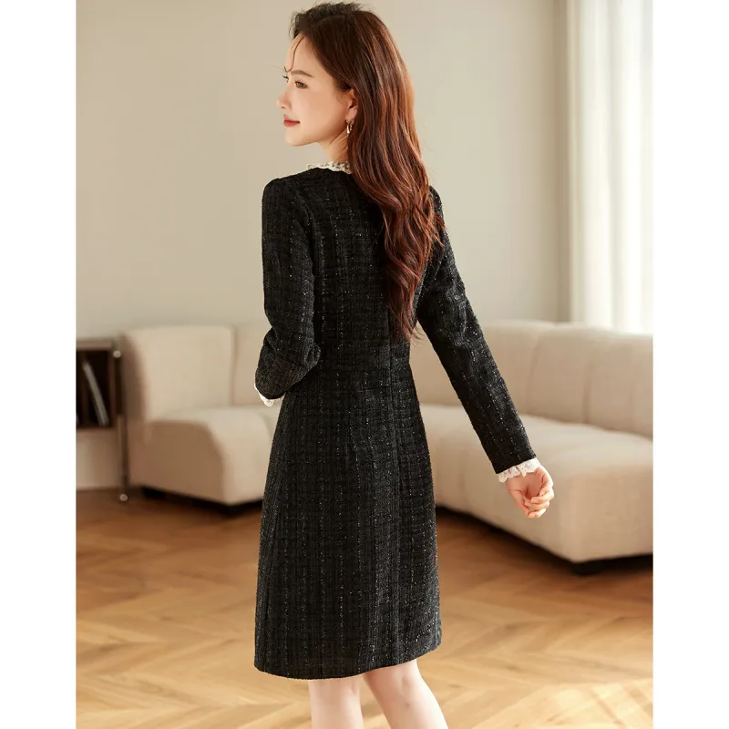 Still Quiet Long Sleeved Dress Women's Black-6