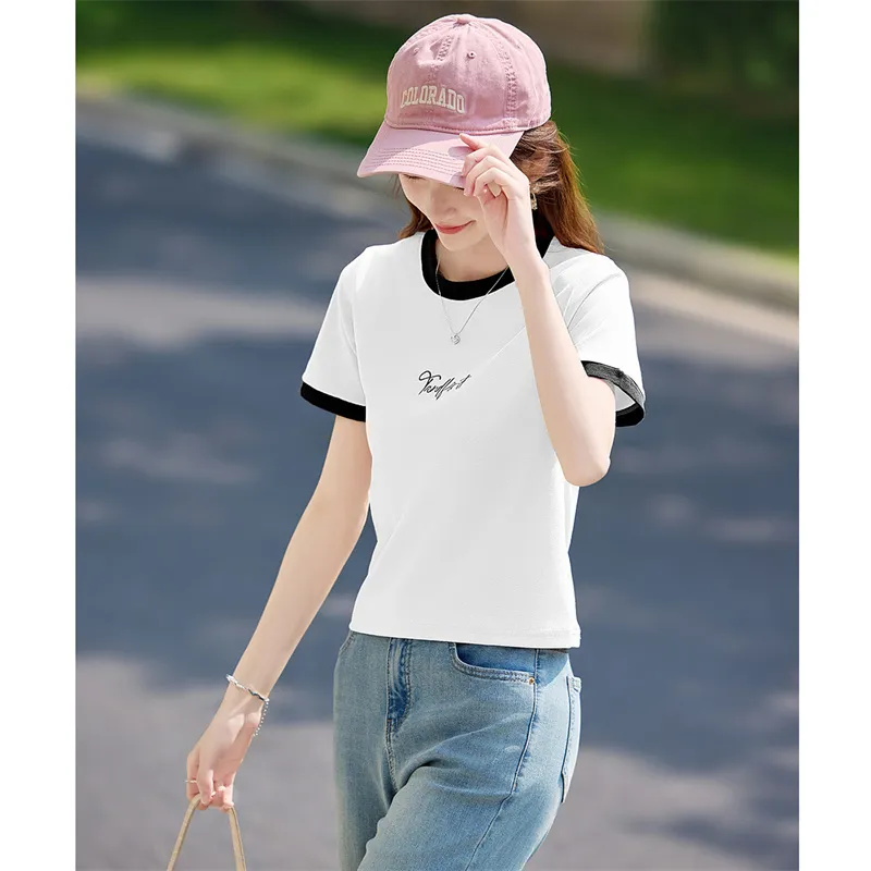 Still Quiet Summer Regular Artsy Color Block Patchwork T Shirt Women's-3