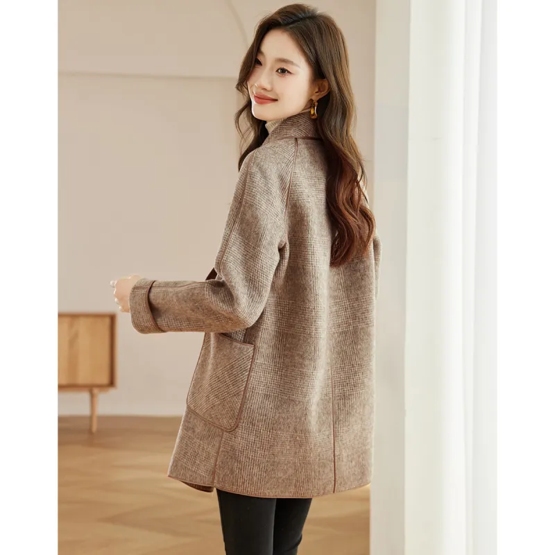 Still Quiet Coat Women's Coffee Plaid-5