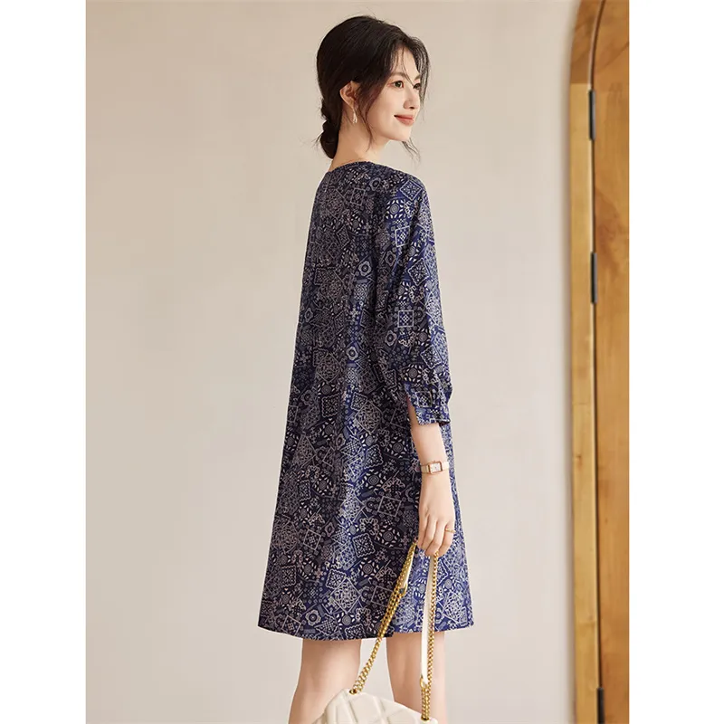 Still Quiet Long Sleeved Dress Women's Navy Blue-4