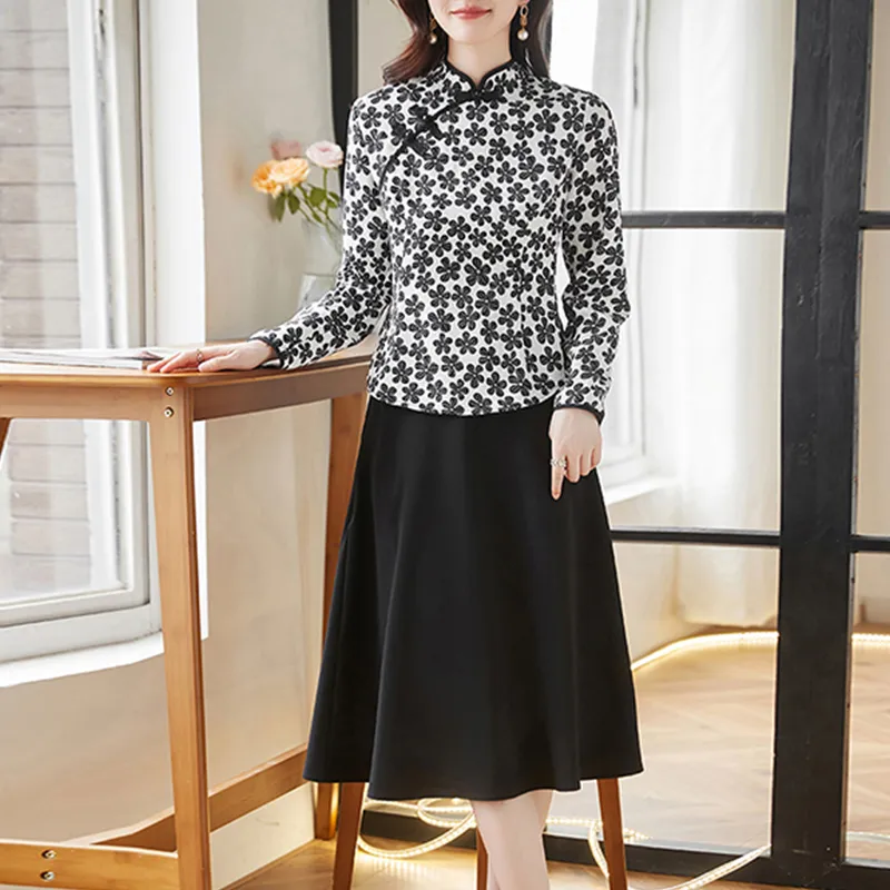 Still quiet Two Piece Skirt Sets Women's-4