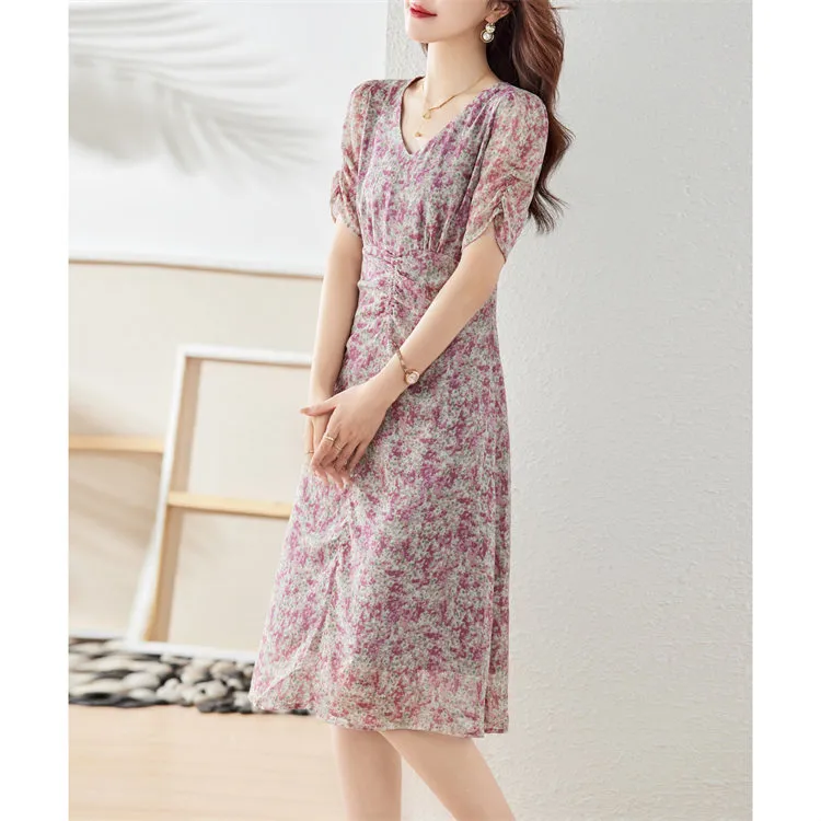 Still Quiet Short Sleeved Dresses Women's Pink-4