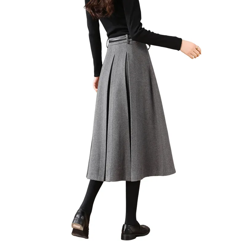 Still Quiet Casual Long Skirt Women's Elegant Gray-1