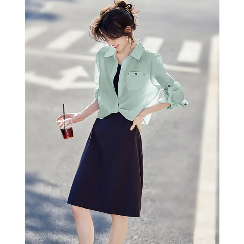 Still quiet Two Piece Skirt Sets Women's-18