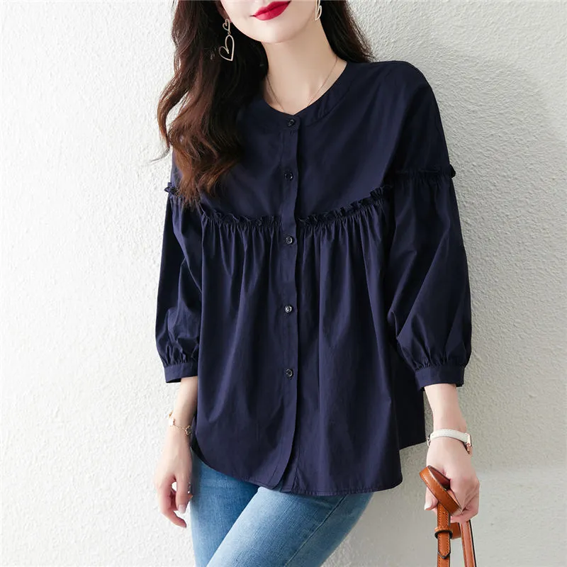 Still Quiet Shirt Women's Navy Blue-1