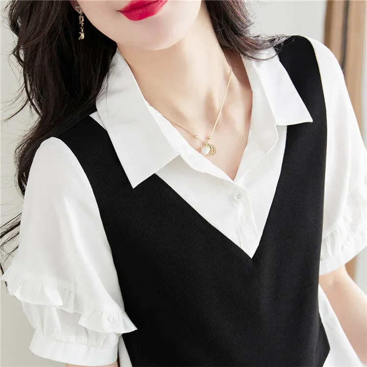Still Quiet Shirt Women's White+Black-3