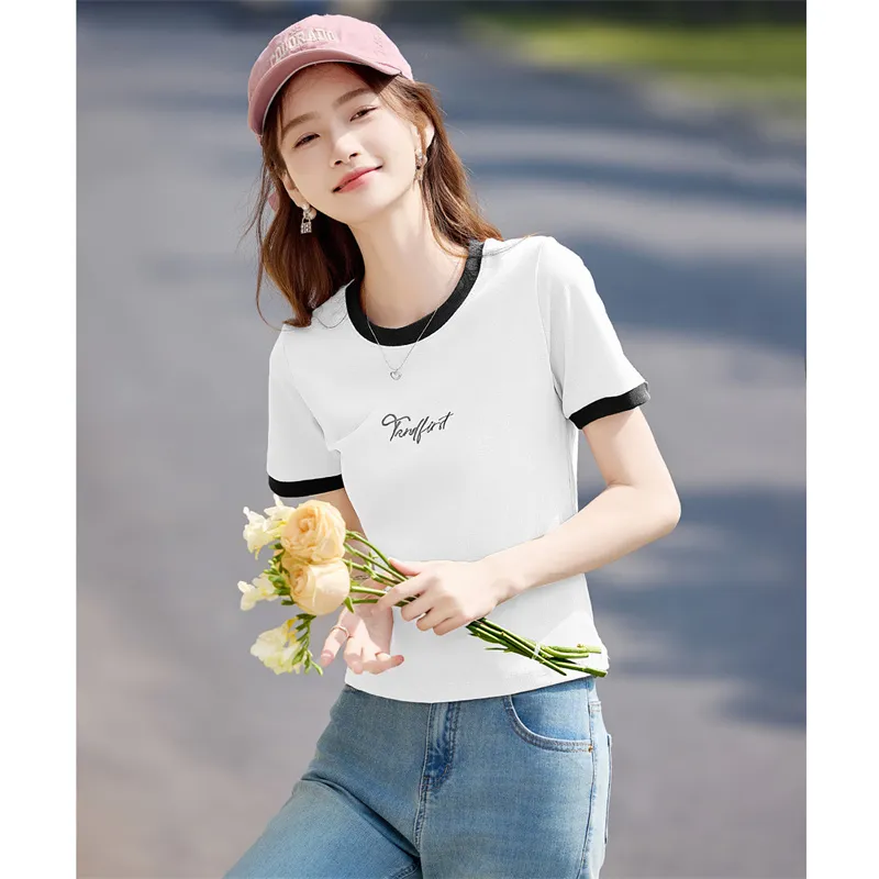 Still Quiet Summer Regular Artsy Color Block Patchwork T Shirt Women's-2