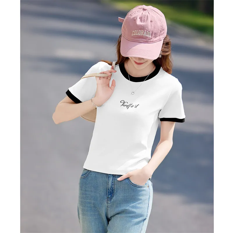 Still Quiet Summer Regular Artsy Color Block Patchwork T Shirt Women's-4