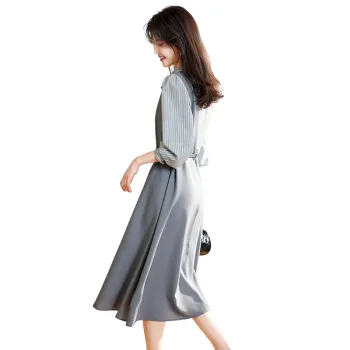 Still Quiet Long Sleeved Dresses Women's Gray