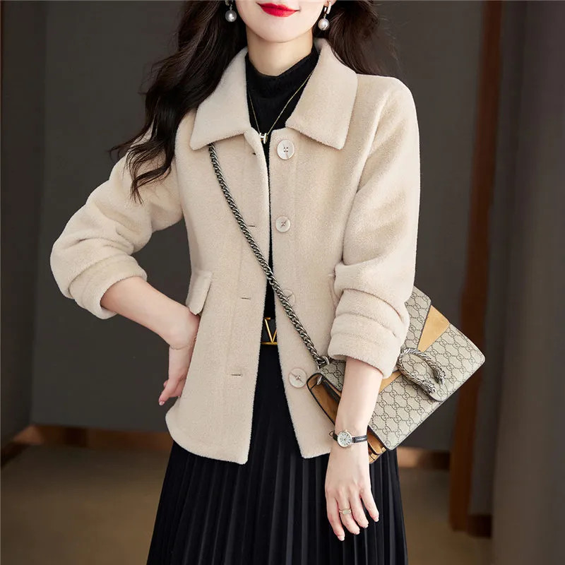 Still Quiet Velvet feel Coat Women's Milk Tea-4