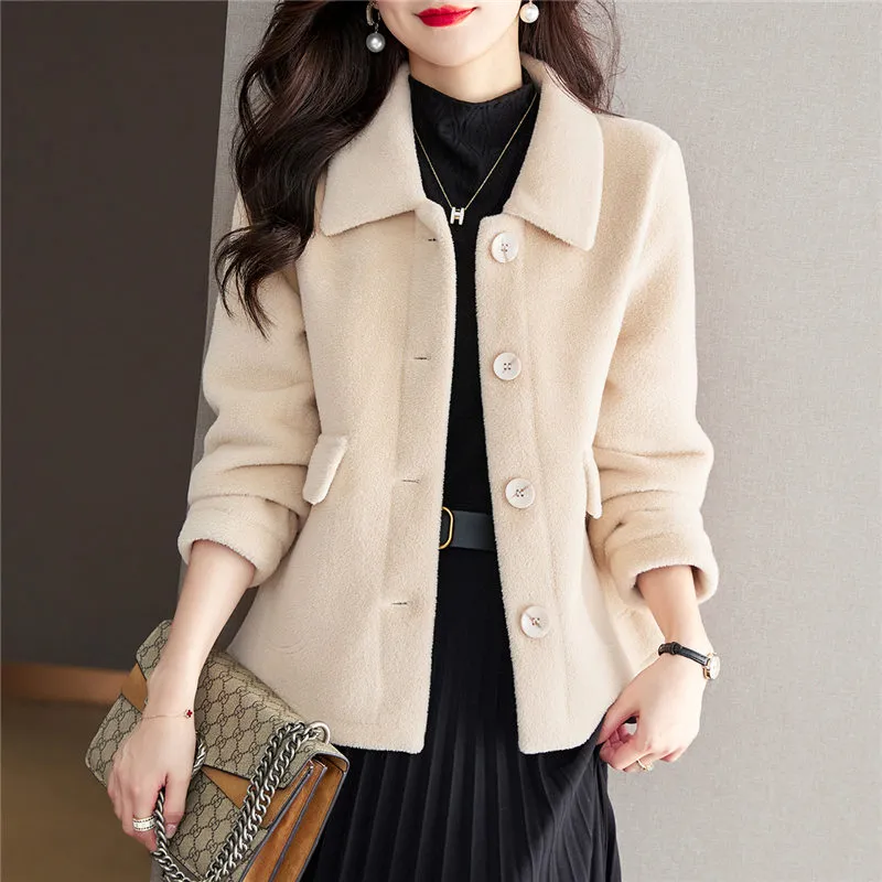 Still Quiet Velvet feel Coat Women's Milk Tea-3
