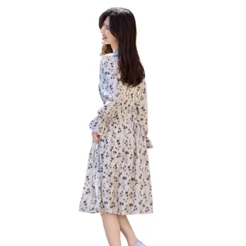 Still quiet Long Sleeved Dresses Women's Gray