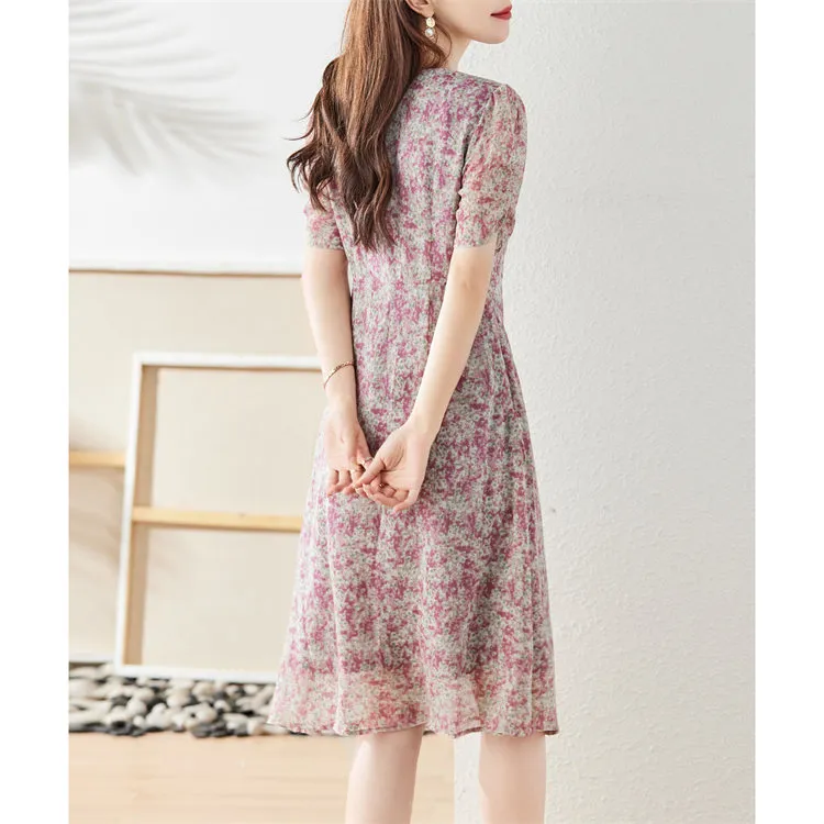 Still Quiet Short Sleeved Dresses Women's Pink-6