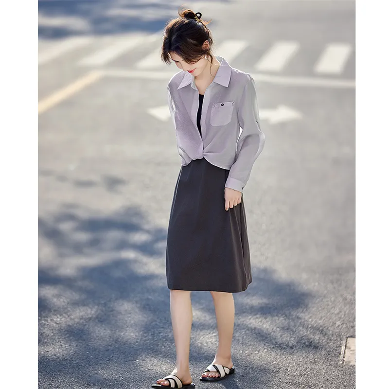 Still quiet Two Piece Skirt Sets Women's-12