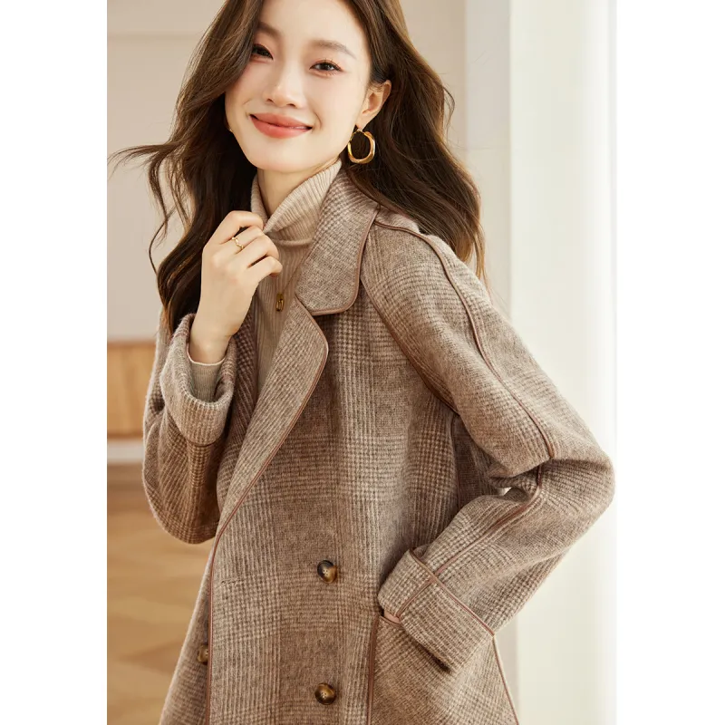 Still Quiet Coat Women's Coffee Plaid-3