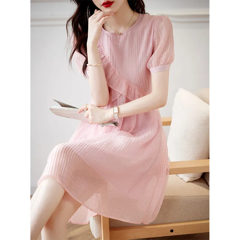 Still Quiet Short Sleeved Dress Women's Pink-5